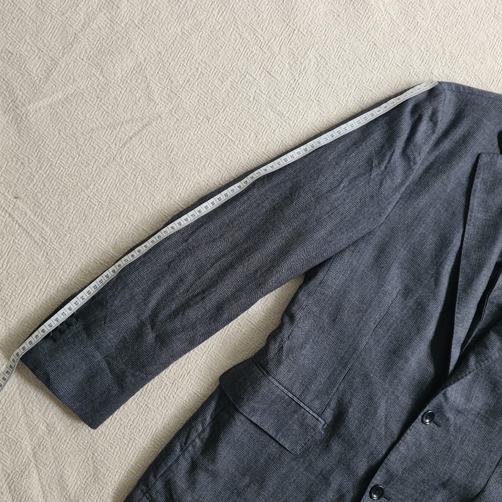 M.J. Bale wool blazer / suit jacket, navy and charcoal checked / plaid, 42R - Picture 15 of 17